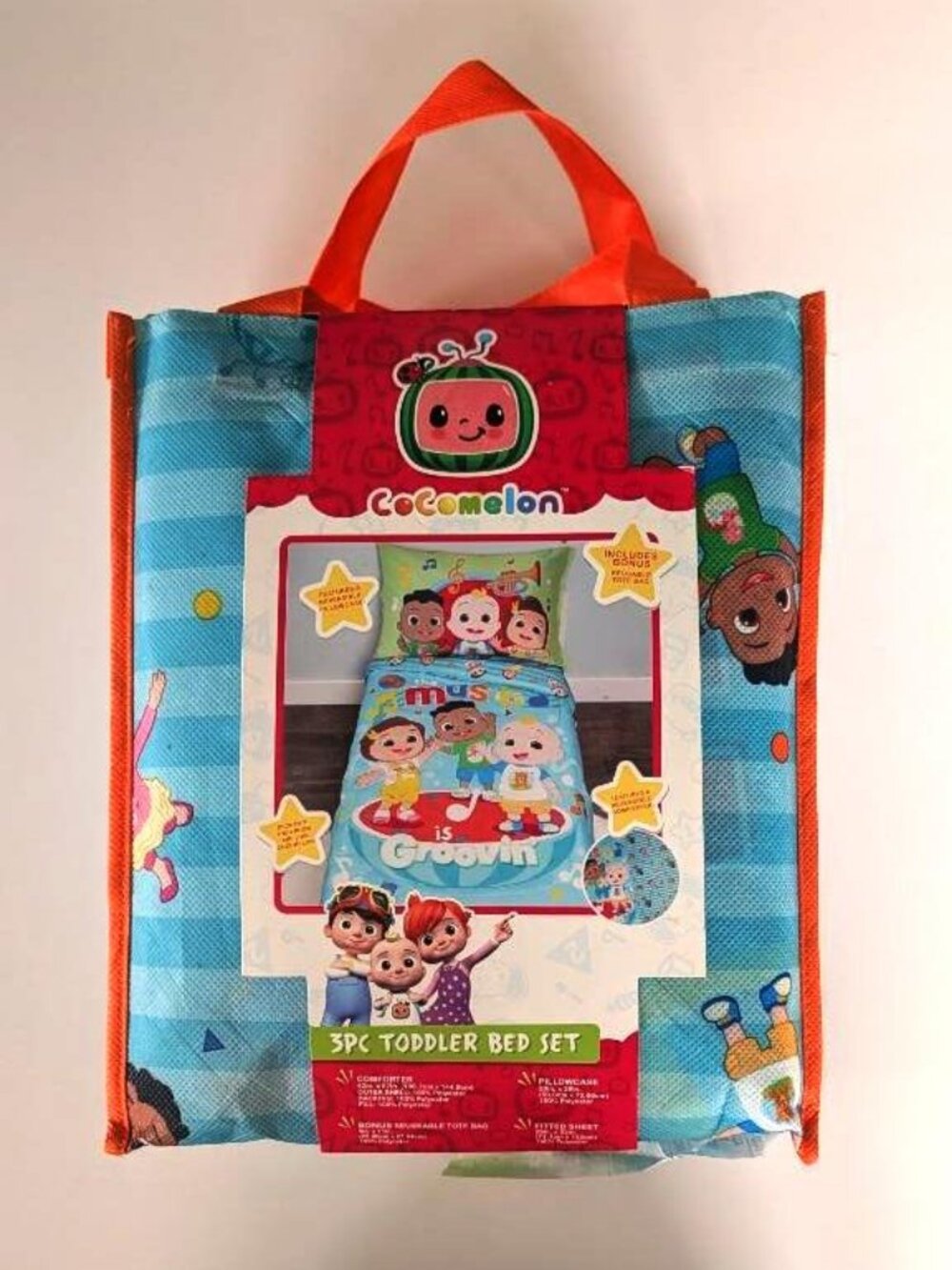 CoComelon 3 Pc Toddler Bed Set with Bonus Tote - New / Sealed